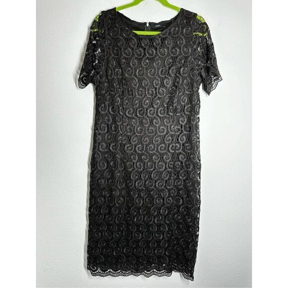 Bonita Bohemian Lace Pencil Dress Graffit Lined Size 42 EU/14 US Made in Germany - Picture 1 of 16